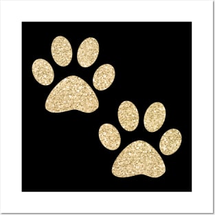 Gold Paw Prints Posters and Art